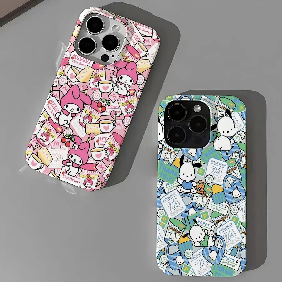 Sanrio Hello Kitty Kuromi Phone Case for iPhone 16 15 14 13 12 11 Pro Max XS XR XSMax 6 7 8 Plus Glossy HD Hard PC Cover