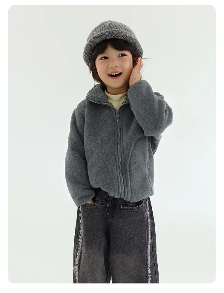 Childrens Clothing Childrens Fleece Jacket Boys and Girls Autumn and Winter Thickened Inner Lining with Fleece Divine Tool