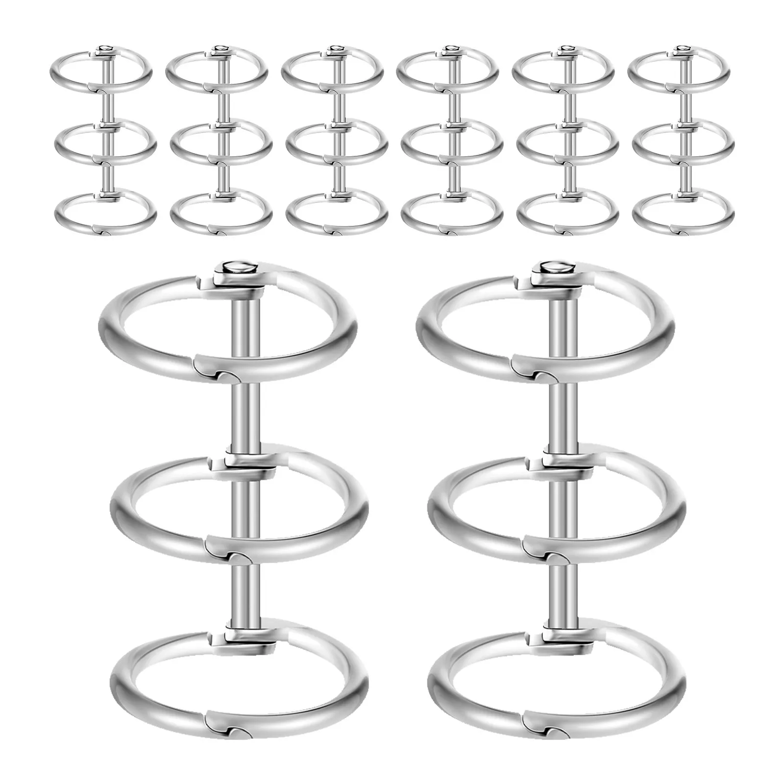 8Pcs Notebook Binding Rings Metal Snap Split Hinged Rustproof 3 Rings Loose Leaf Binders for DIY Photo Albums Planners Office