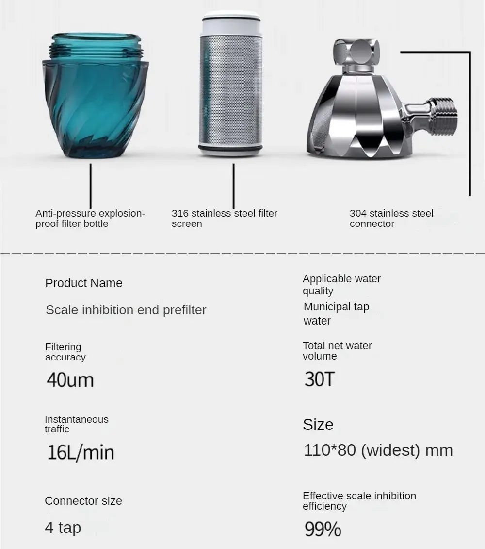 Water Filter Water Purification System Large Flow Whole House Front Pre-filter For Tap Washer Water Scale Removal Water Softener