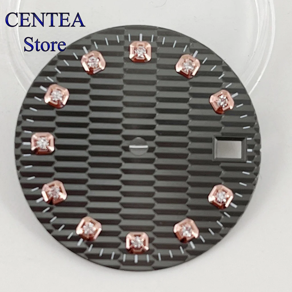 RICHUS 28.5mm silver/gray/green/gold sterile watch dial fit NH34 NH35 movement fit 3 o'clock crown 3.8 o'clock crown