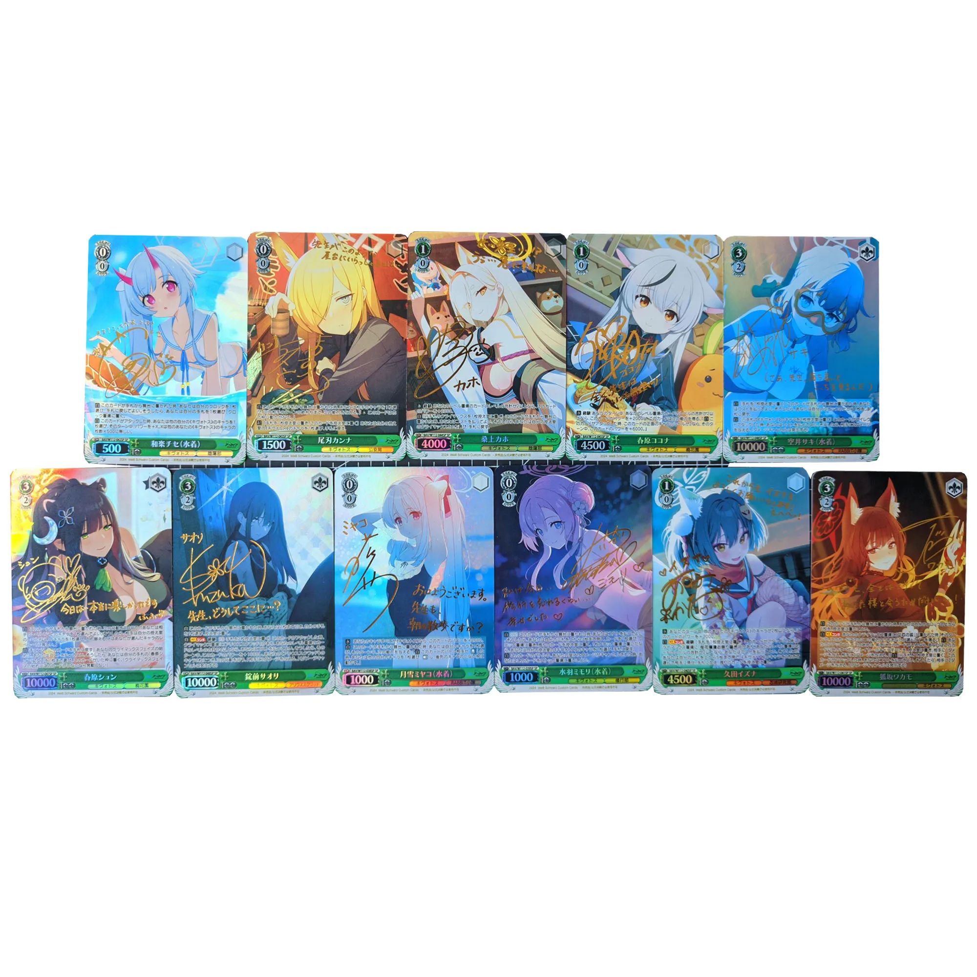 

11Pcs/set 63X88Mm Diy Blue Archive Collection Card Refraction Color Flash Gold Stamping Signature Card Anime Card Gift Toy