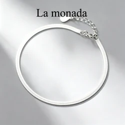 Minimalist 925 Sterling Silver Snake Chain Bracelet for Women Dainty Flat Herringbone Chain Design Fine Silver 925 Jewelry