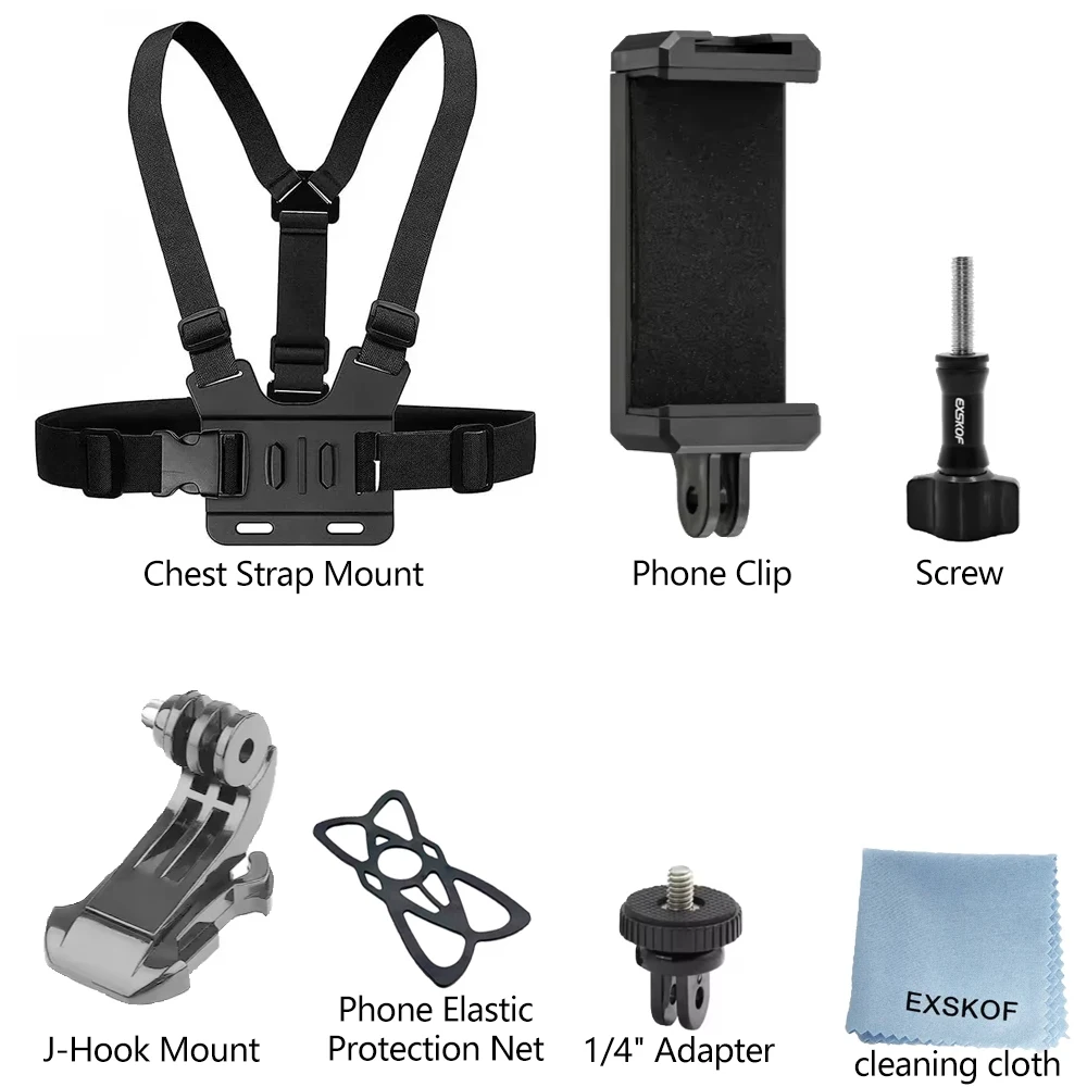 Brustgurthalterung, verstellbarer Brustgurt mit J-Haken für GoPro Hero 13, 12, 11, 10, 9, 8, 7, AKASO SJCAM DJI OSMO Action-Kamera