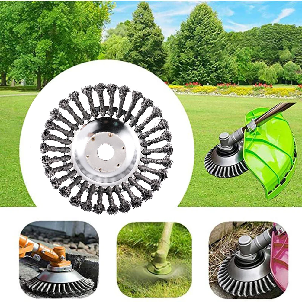 

6/8/10 Inch Weed Brush Cutter Head Lawn Mower Universal Grass Trimmer Head Steel Wire Wheel Brush Disc Garden Trimmer Heads