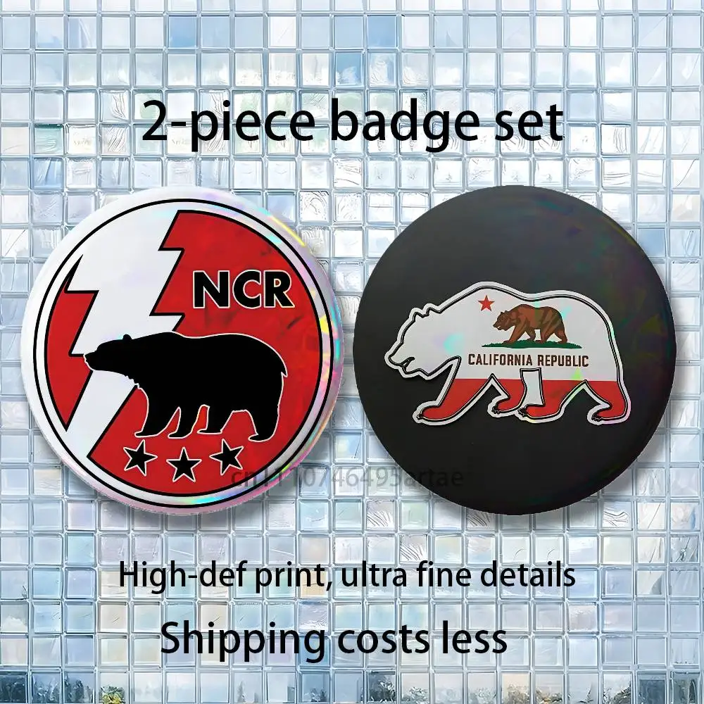 NCR New California Republic Flag Insignia Aesthetic Round Brooch 2piece Set Enamel Trendy for souvenir gift Merch Clothing Decor - view 6
