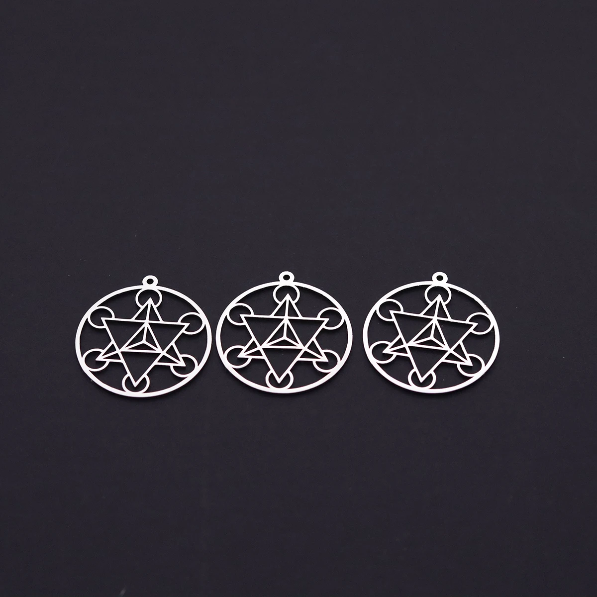 3pcs Stainless Steel Merkaba Circle Charm Star Tetrahedron Sacred Geometry Pendant For DIY Earrings Necklace Jewelry Making