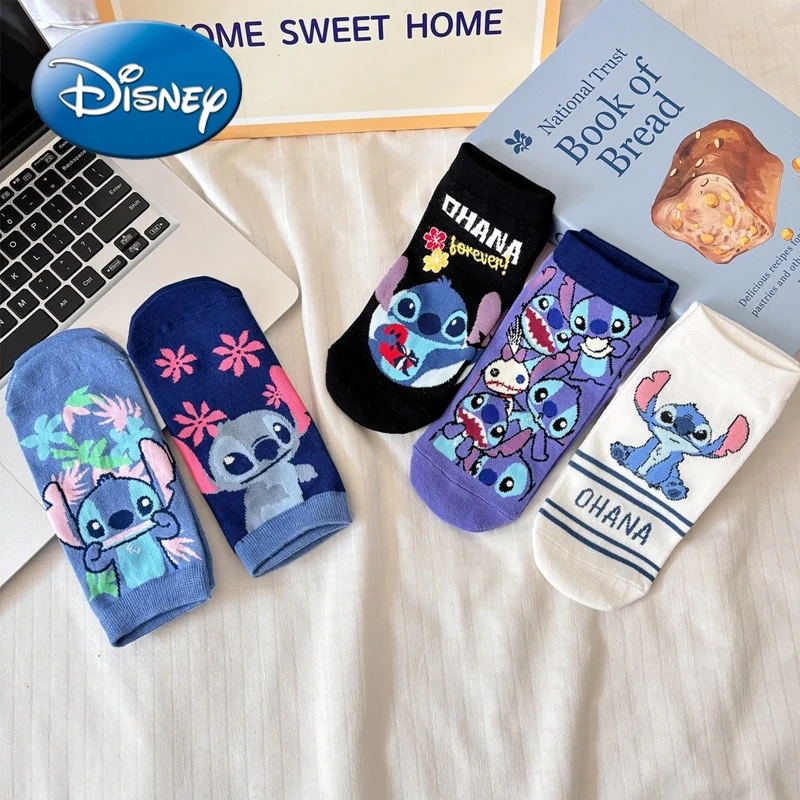 

Disney Lilo & Stitch Short Multi-Color Boat Socks Random Anime Pattern Simple Breathable Socks for Boys Girls Cute Short Socks