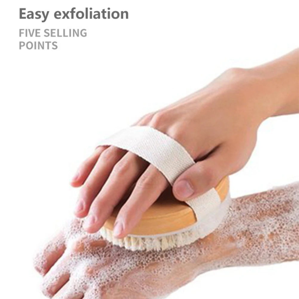 Dry Skin Body Massage Brush Natural Bristle Dead Skin Remover Anti Cellulite Exfoliates Blood Circulation Massage Tools