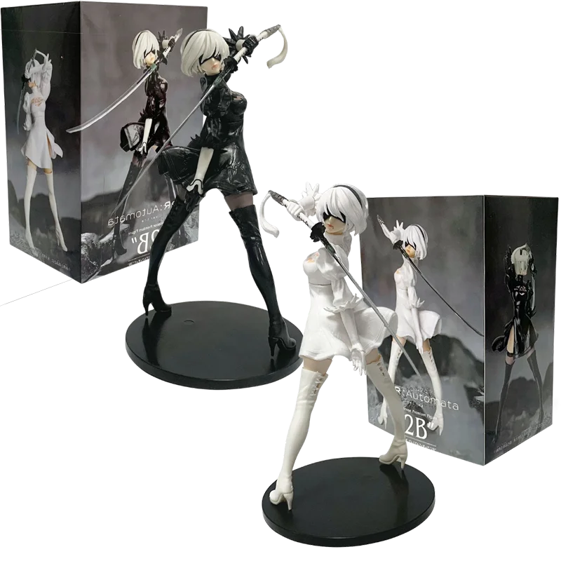 NieR: Automata 2B Action Figure 18cm Yorha No. 2 Type B White Dress Ver. PVC Anime Collectible Model Doll Toy Statuette Gift For