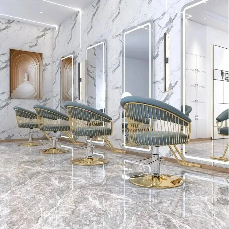 

Ergonomic Chair Retro Barber Equipment Home Gold Classic Professional Furniture Beauty Stool Salon Furniture Cadeira كرسي