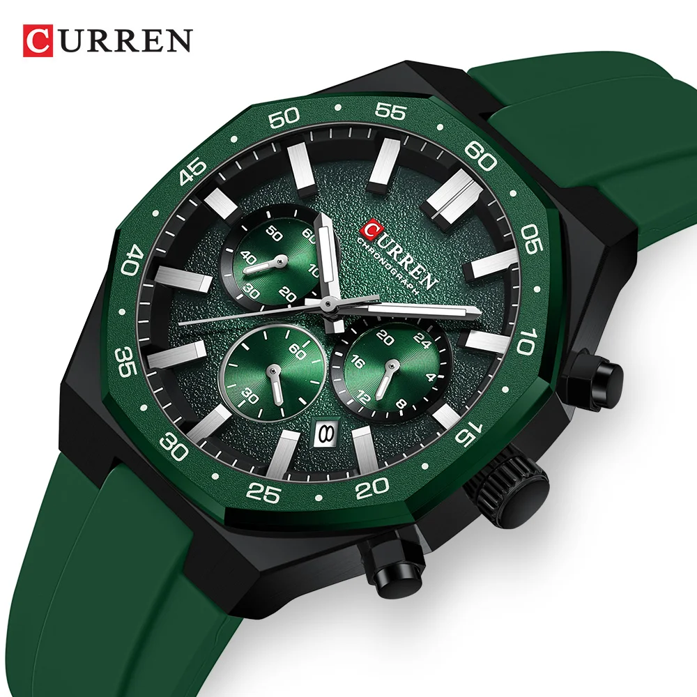 

CURREN 8489, классические мужские кварцевые часы, многофункциональный светящийся хронограф с календарем, водонепроницаемые спортивные модные часы для мужчин