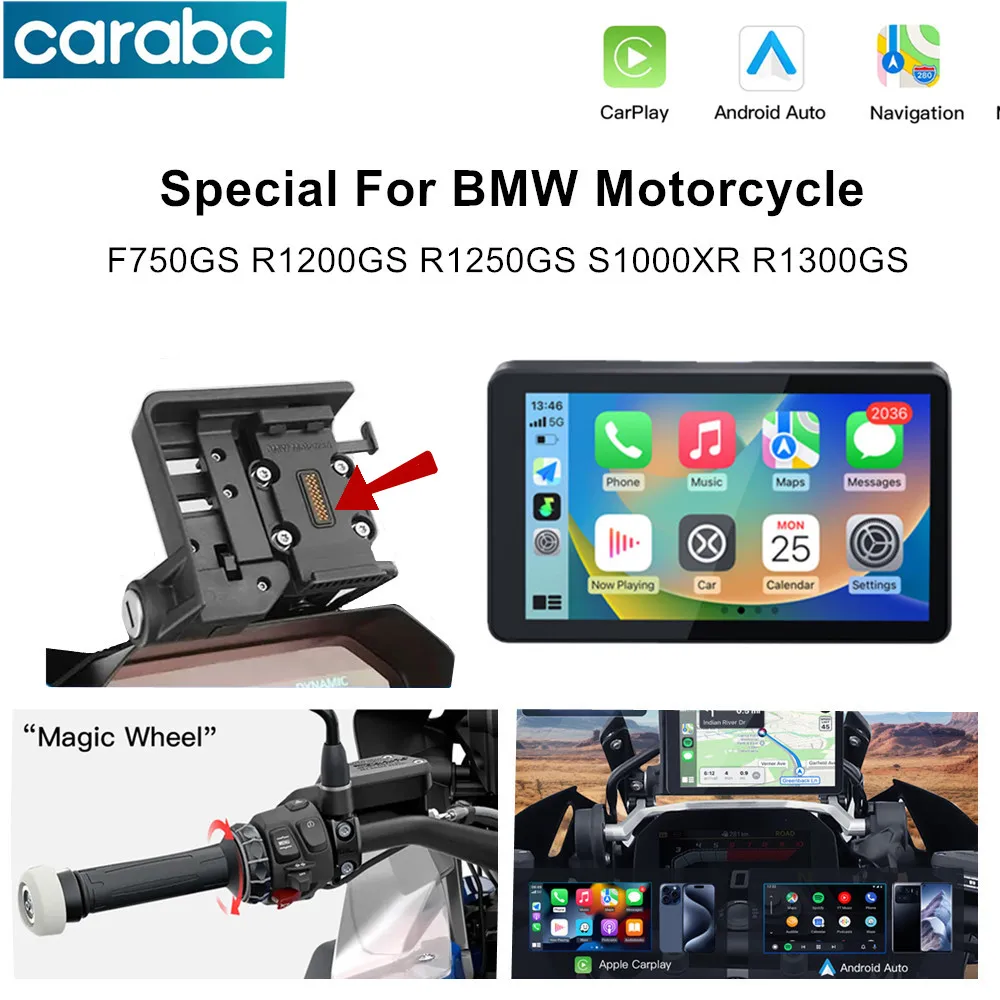 

6" Special For BMW F750GS XR M1000 R1200GS R1250GS S1000XR R1300GS Motorcycle GPS Wireless Carplay Android Auto Screen