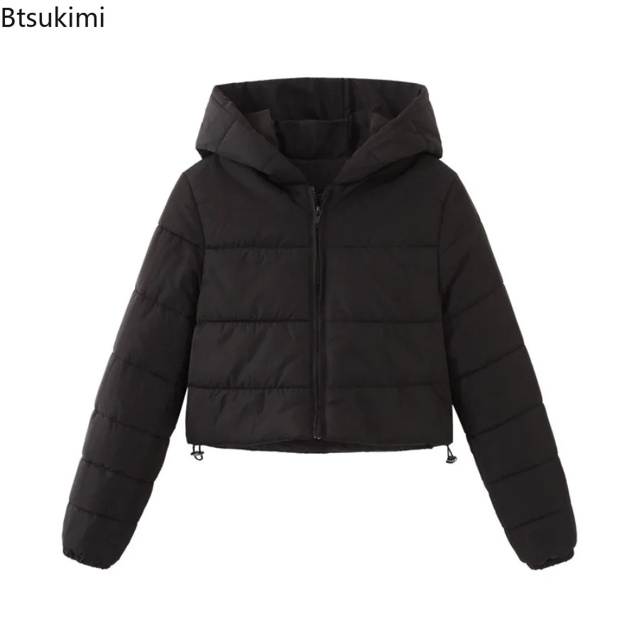 Winter Hooded Parkas Casual Down Cotton Coat Zipper Trend Bread Coat Women Long Sleeve Keep Warm Fashion Short Parkas Jackets