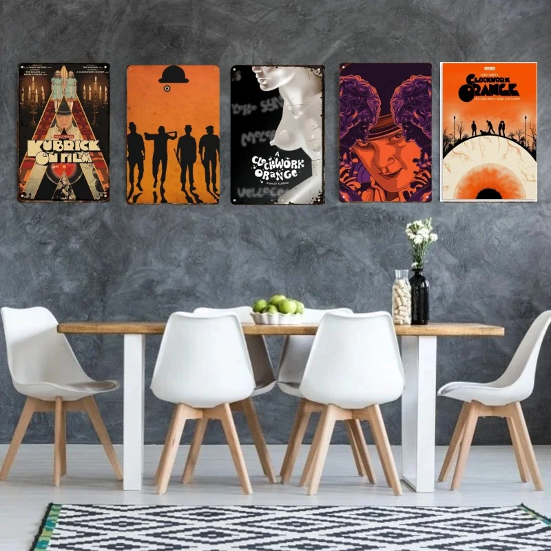 Metal Tin Poster Classic Movie A Clockwork Orange Metal Tin Sign Plaque Poster for Bar Club Wall Home Vintage Wall Plate Pendant