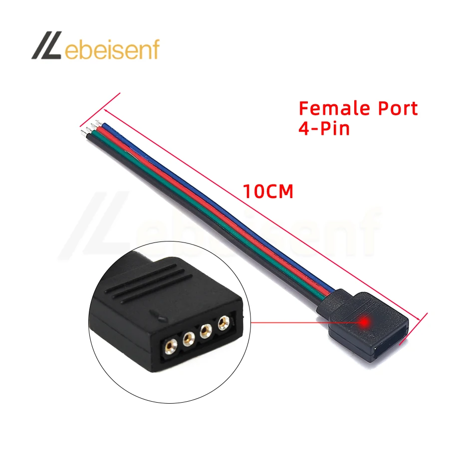 10 Pcs/Pack LED Colorful Light Strip 4-Pin RGB Connection Head Lamp Bar connector RGBW Tape 5-Pin Male and Female Connector Wire