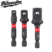 Milwaukee 48-32-5033 SHOCKWAVE Impact Hex Shank Socket Adapter Set 3Piece Custom Alloy76 Steel Long-Life Tool Accessories