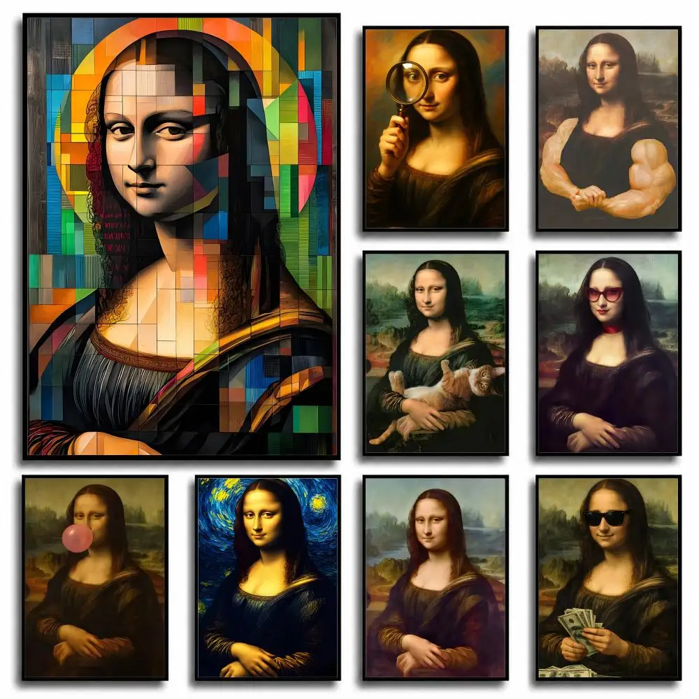 Mona Lisa Poster Poster Room Wall Art Decor Waterproof Stickers For Home Bar Bedroom Decoration