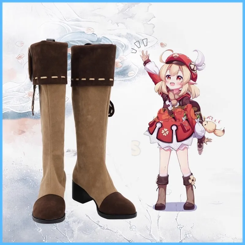 Zapatos de Cosplay de Genshin Impact Klee, botas para niños, uniforme, peluca de juego de rol para niña linda, Halloween, Carnaval, Navidad, hecho a medida