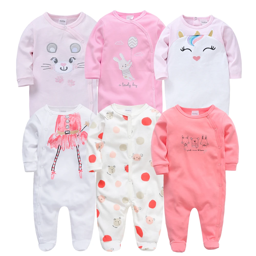 KAVKAS neonate abbigliamento 100% cotone morbido bambini pagliaccetti coniglio rosa tuta neonato pigiama neonate vestiti 0-12 mesi