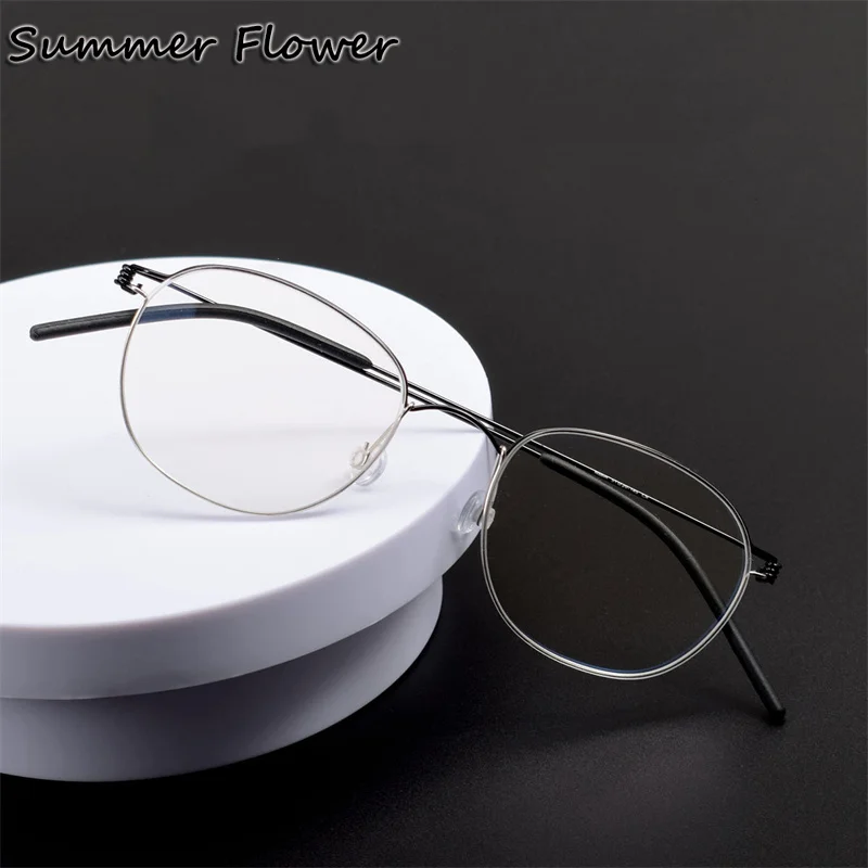 Screwless Design Fashion Eyeglasses Ultra Light Demark Eyewear Women Titanium Myopia Reading Farsighted Glasses Men