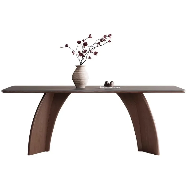 

Solid wood rock slab dining table and chair combination, small household modern simple ash wood rectangular dining table