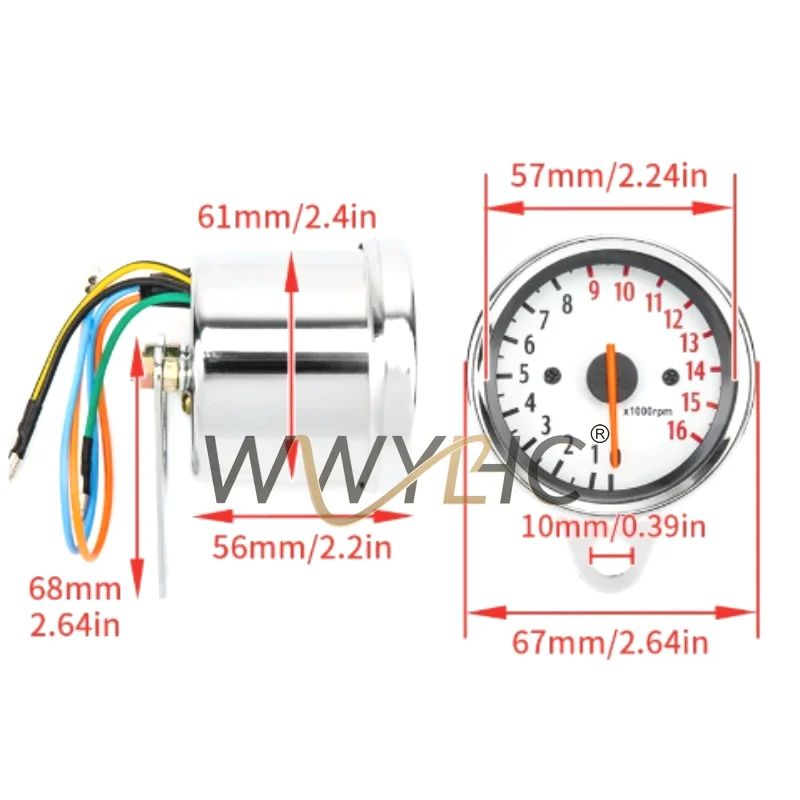 Suitable for Motorcycle Retro Modified Instrument 12v Electronic Inductor Pointer Type 16000 Electronic Tachometer