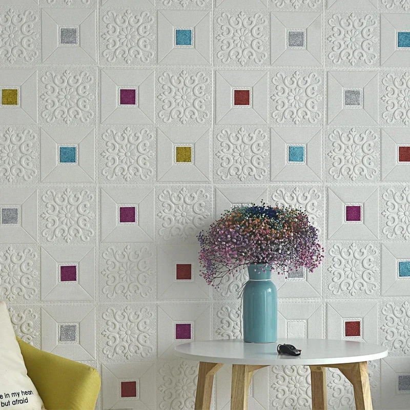 10 قطعة رغوة ثلاثية الأبعاد السقف ملصق جداري مقاوم للماء ذاتية اللصق مقاوم للرطوبة لوحات الزخرفية لغرفة المعيشة الحمام ديكور المنزل #6