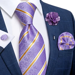 Luxury Wedding Men's Tie Set with Brooch Pin Handkerchief Cufflinks Business Party Men Suits Accessories Gift 8CM Necktie
