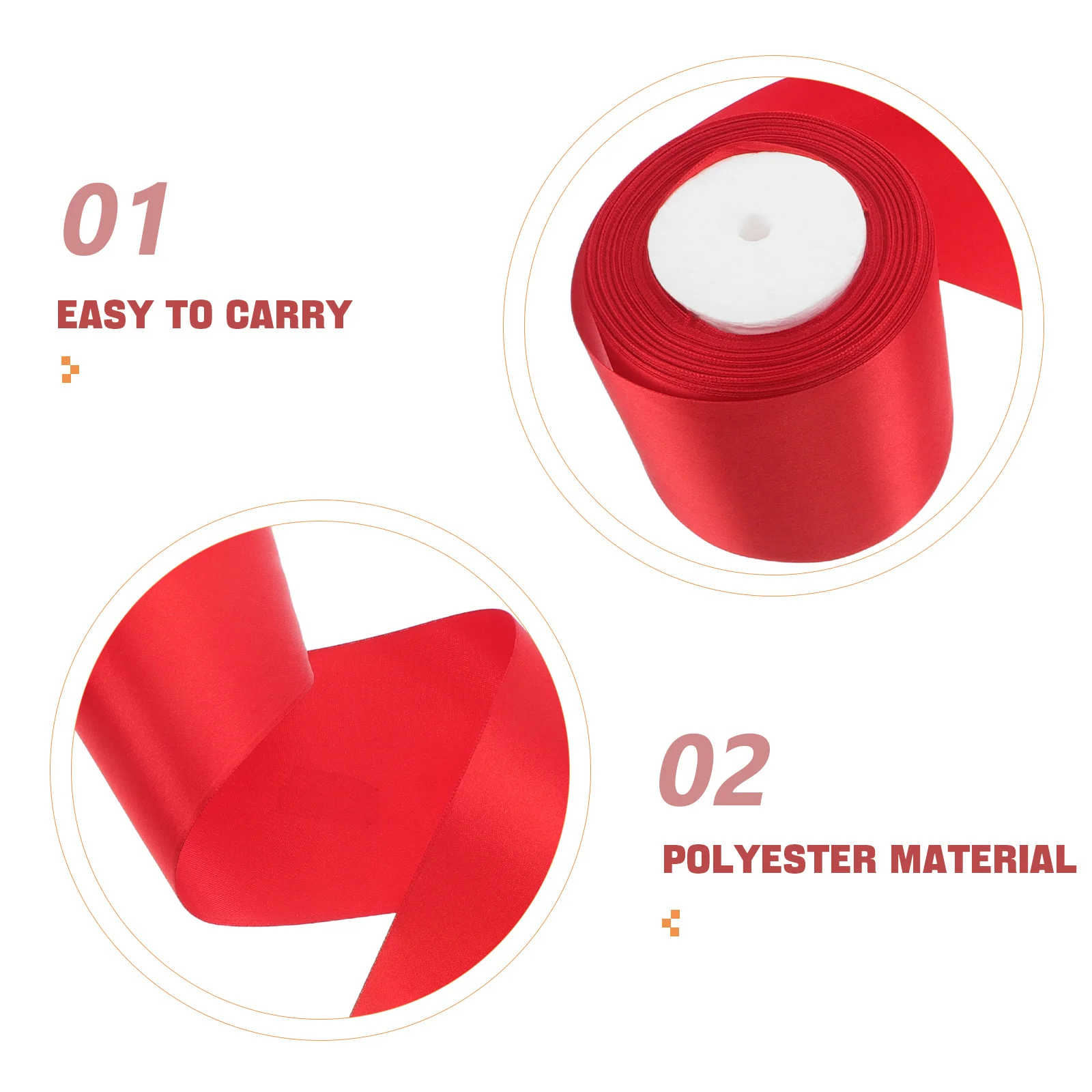 1 Roll Red Polyester Ribbon Smooth Single-Sided Finish for Wedding Party Decoration Present Wrapping Floral Arrangement Craft