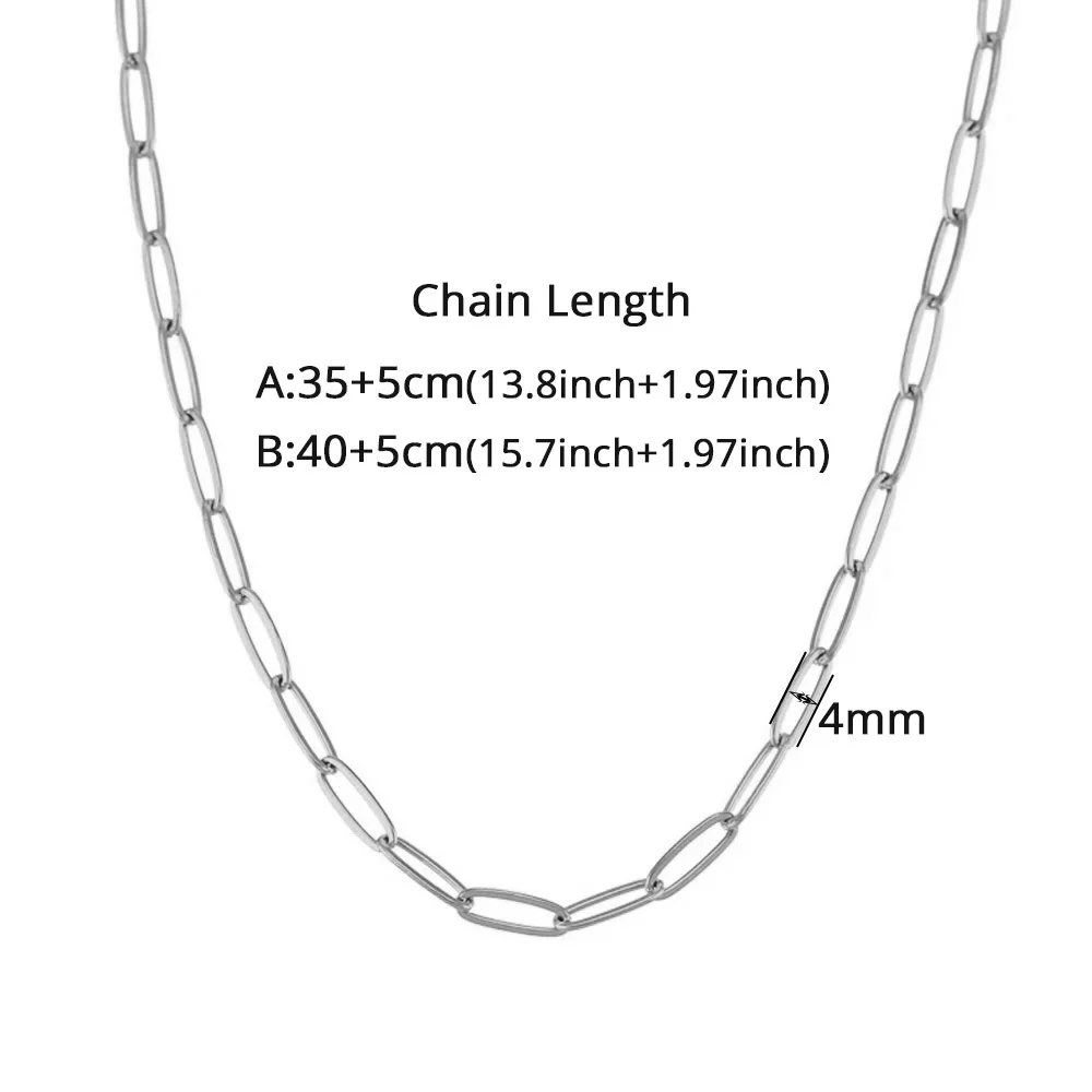 Punk Paperclip Link Chain Choker Necklace Female Silver Color Stainless Steel Neck Chains For Women Fashion Party Jewelry Gift