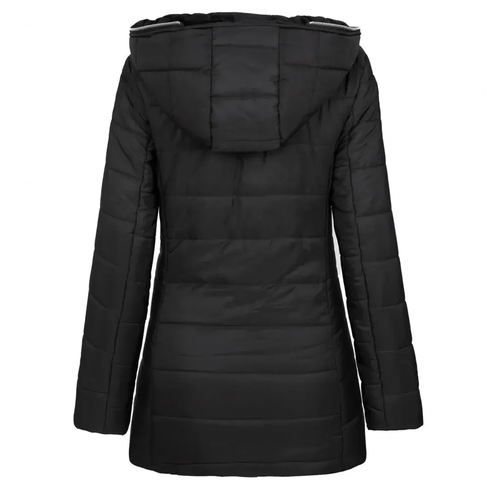 Winter Women's Jacket Coat Solid Color Zipper Closure Slim Waist Hooded Quilted Overcoat for Women Outdoor