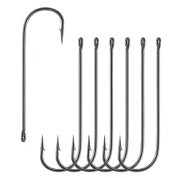 50pcs/pack Extra Long Extra Long Shank Hook Ringed Sharp Extra Long Fishing Hook High Carbon Steel Barbed Offset Fishing Hook