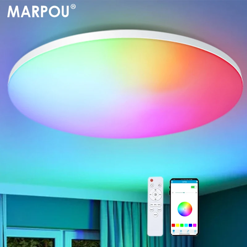 MARPOU RGB Lampada da soffitto Smart Remote Control APP Dimmerabile LED Plafoniere colorate 36W 54W 220V Decorazioni per la casa per soggiorno