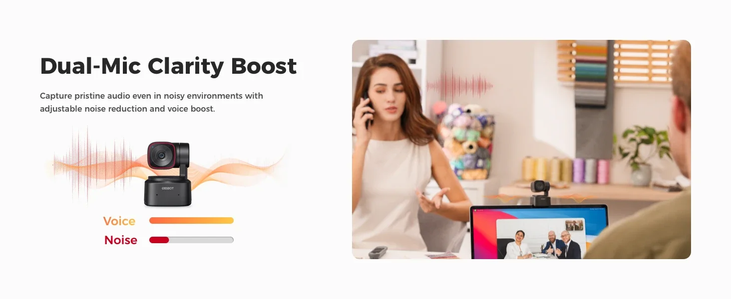 กล้อง OBSBOT Tiny 2 Lite AI Tracking PTZ ควบคุมด้วยท่าทาง 60 FPS HDR CMOS ภาพ 4K เว็บแคมพร้อมไมโครโฟน