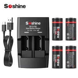 Soshine 3.7V 800mAh Li-ion Battery and Smart Lithium Batteries Charger CR123 16340 800mAh Rechargeable Battery for Water Meter