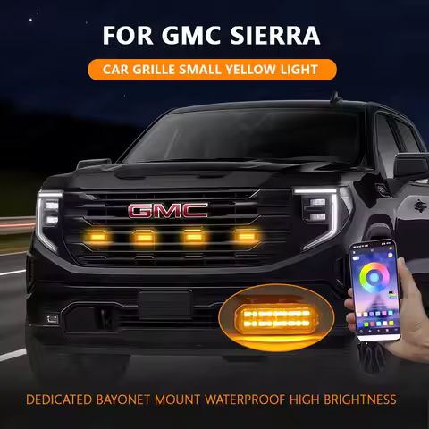 For GMC Sierra Specialized center grid small yellow light Front Grille Lights Daytime Running Warning Light
