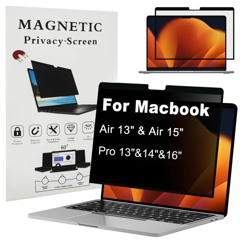 Privacy Screen Protector Filter For Apple Macbook Air 13 13.3 13.6 15.3 Pro 14 16 Inch M1 M5 Anti Spy Peer Screen Protector Kit