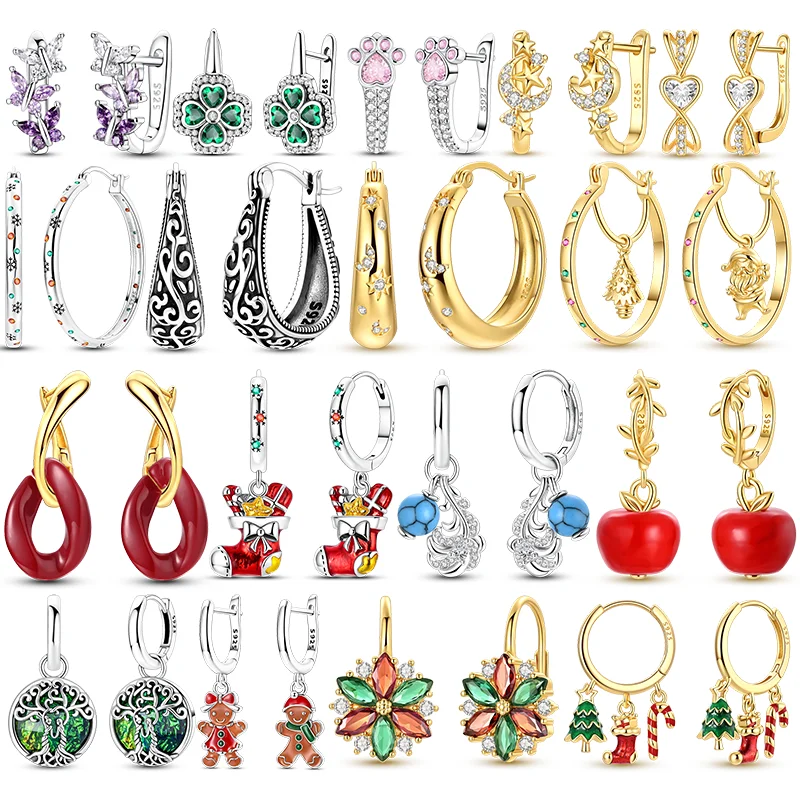 Hot Sale 925 Sterling Silver Hoop Earrings Moon Starry Light Love Earrings Fit Teens Women Female Party Drop Earrings Jewelry