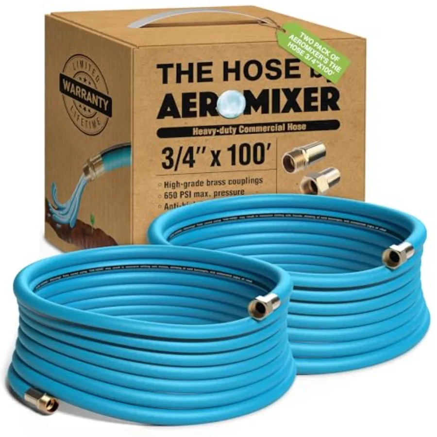 Aeromixer THE HOSE 2 Pack 3 4 بوصة خرطوم حديقة 100 قدم خراطيم حديقة تجارية خراطيم مياه صناعية شديدة التحمل لـ Ou