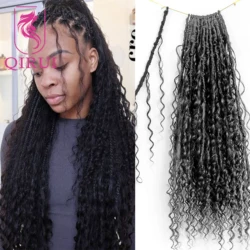 Curly Pre Looped Crochet Boho Locs With Human Hair Curls Knotless Braid Goddess Locs Crochet Hair With Human Hair Curly Ends