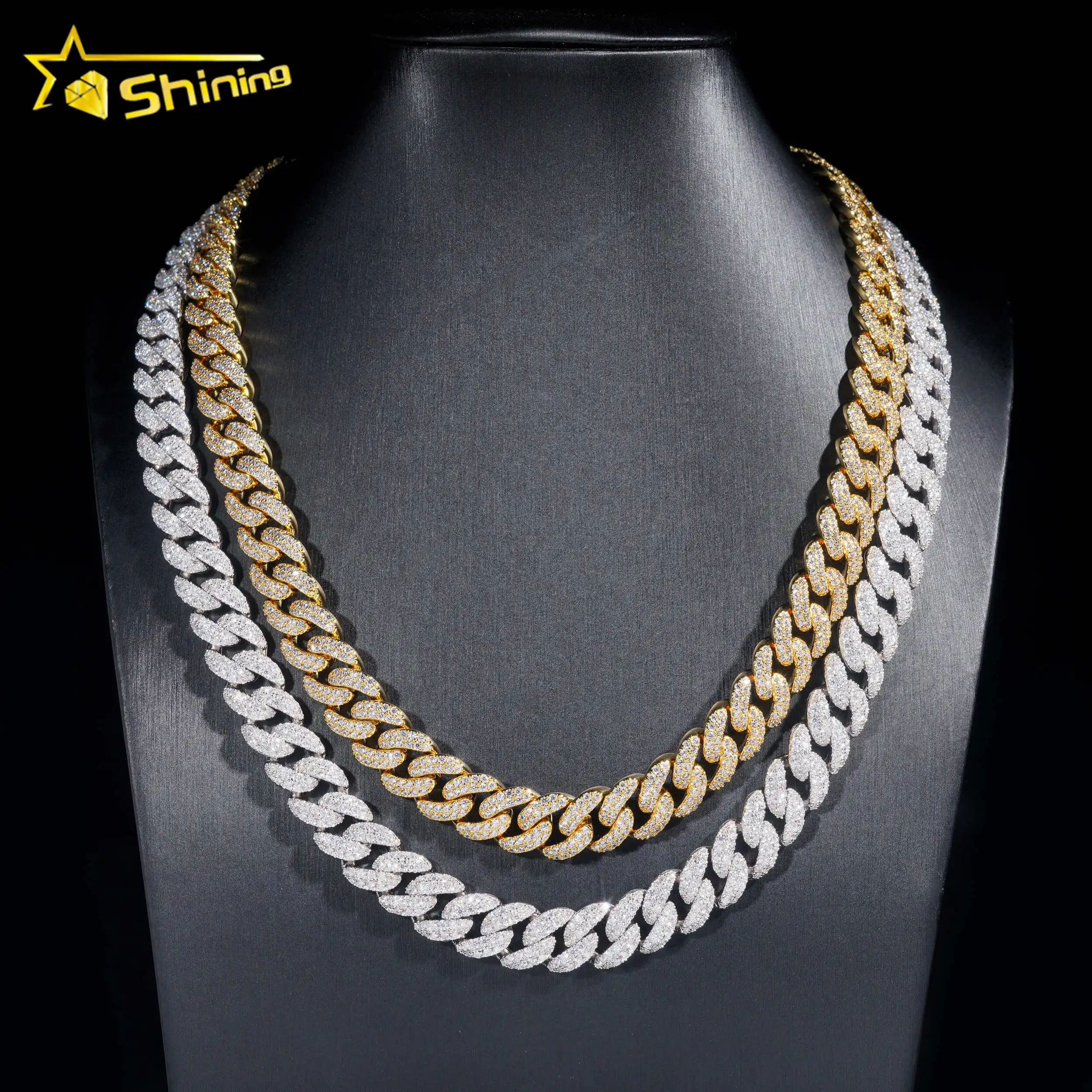 

Hip Hop Jewelry 13MM Cuban Necklace Full Diamond Brass Fashion Jewelry Link Chain Cubic Zirconia Cuban Link Factory Price