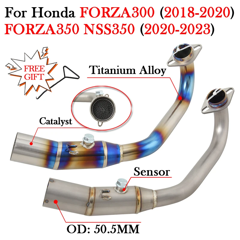 

Titanium Alloy For HONDA FORZA300 FORZA350 NSS350 2018 - 2023 Motorcycle Exhaust Modify 51MM Muffler Escape Moto Front Link Pipe