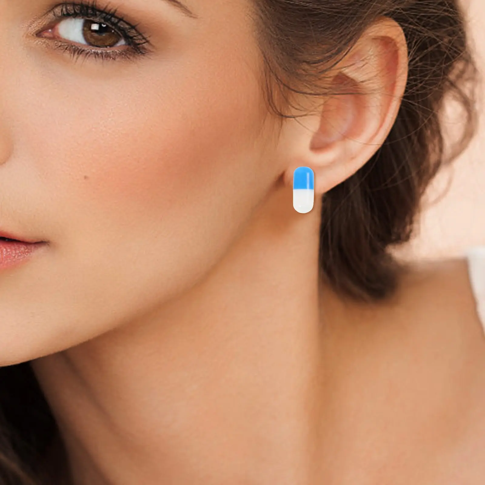 100Pcs Ear Stud Accessories DIY Resin Earrings Capsule Pendants Handmade Jewelry Material Random Color Simulated