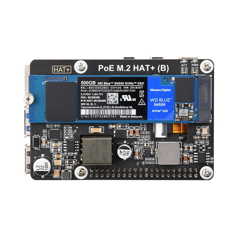-MEOF For Raspberry Pi 5 Pcie To M.2 With Poe Expansion Board Support Nvme Compatible With 2230/2242/2260/2280 M.2 Hard Drives