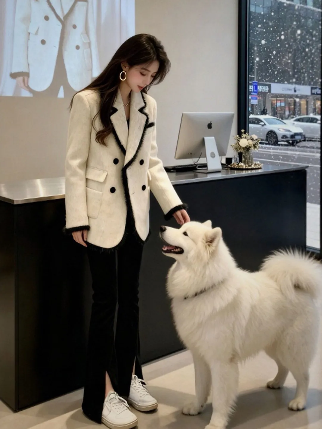 plus Size Women's Fashionable Korean Style Woolen Coat Loose Fit Elegant Autumn New Arrival Trendy Mid-Length Coat