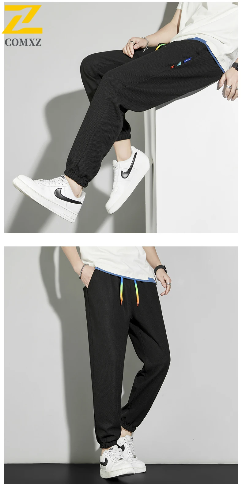 

Autumn New Men's Leg Binding Pants Fashionable Color Drawstring Large Size Loose and Comfortable Sports Pants Men's Leggings