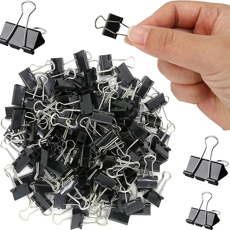 5-30Pcs Binder Clips Metal Fold Back Clips Small Paper Clip Clamp 15/19/25/32/41/51mm Office Clip for Home School Office Storage