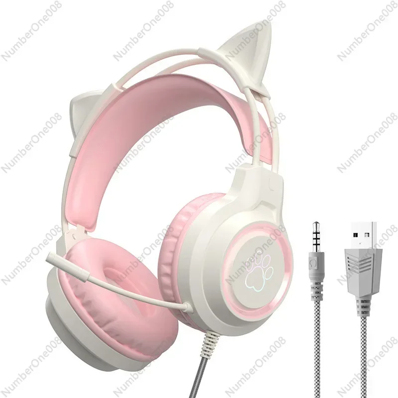 

SY-G35 Проводные наушники с кошачьими ушками и RGB-подсветкой 360° ° Микрофон с шумоподавлением Hi-Fi стереозвук ПК ноутбук игровая гарнитура наушники наушники