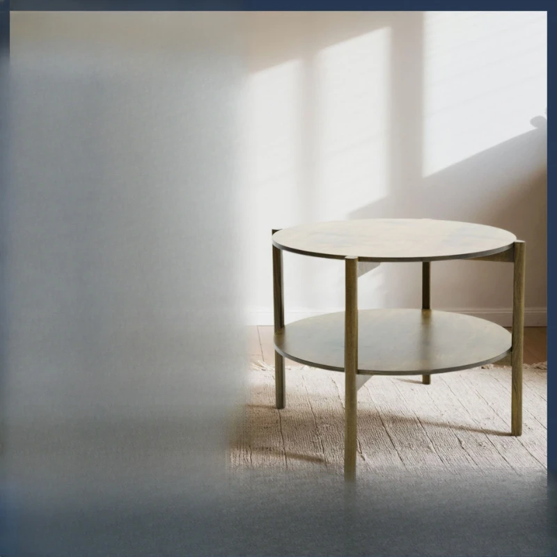 

Solid wood storage coffee table Modern simple living room side storage small round table